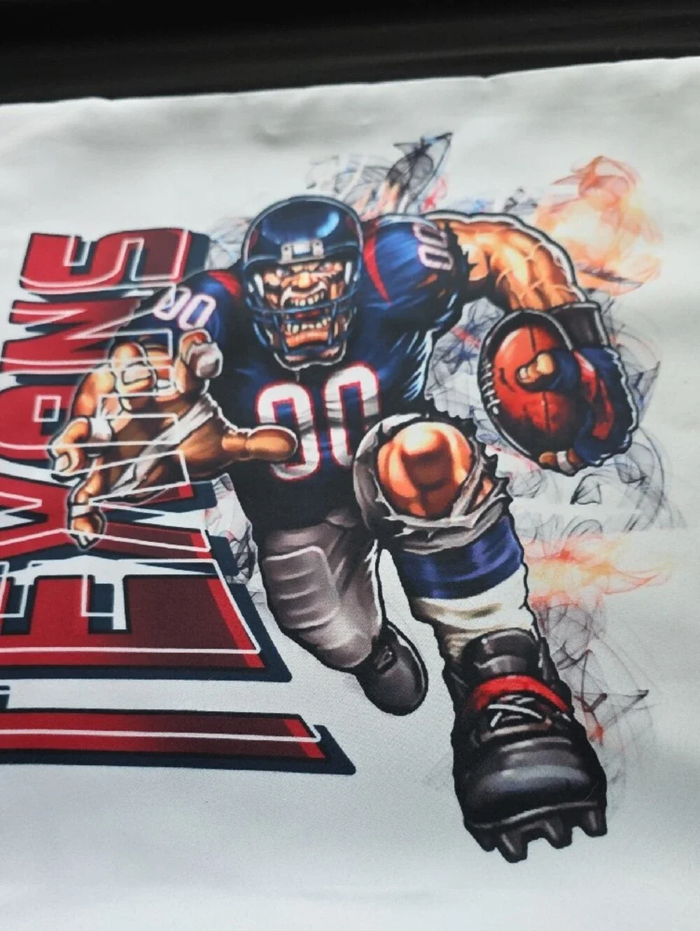 Cartoon Football Player Graph Throw Pillowcase - Red, Blue, White